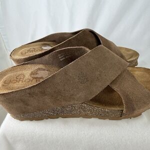 YOKONO GENUINE LEATHER CRISS CROSS BAND SANDALS SIZE 7.5 -